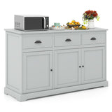 3 Drawers Sideboard Buffet Storage with Adjustable Shelves-Gray