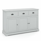 3 Drawers Sideboard Buffet Storage with Adjustable Shelves-Gray