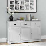 3 Drawers Sideboard Buffet Storage with Adjustable Shelves-Gray