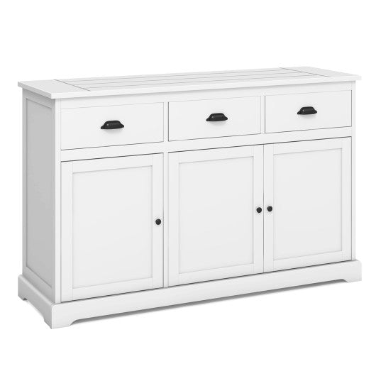 3 Drawers Sideboard Buffet Storage with Adjustable Shelves-White