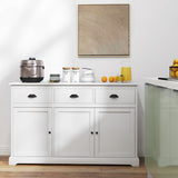 3 Drawers Sideboard Buffet Storage with Adjustable Shelves-White