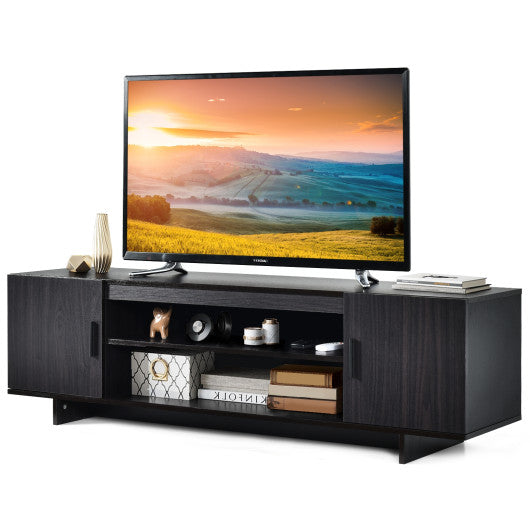 Modern Wood Universal TV Stand for TV up to 65 Inch with 2 Storage Cabinets