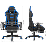 Massage Gaming Chair with Footrest-Blue