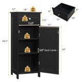 Wooden Storage Free-Standing Floor Cabinet with Drawer and Shelf-Black