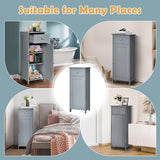 Wooden Storage Free-Standing Floor Cabinet with Drawer and Shelf-Gray