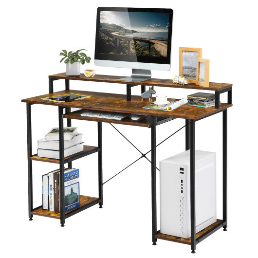 47 Inches Computer Desk Writing Study Table with Keyboard Tray and Monitor Stand