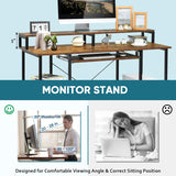 47 Inches Computer Desk Writing Study Table with Keyboard Tray and Monitor Stand