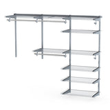 Adjustable Closet Organizer Kit with Shelves and Hanging Rods for 4 to 6 Feet-Gray