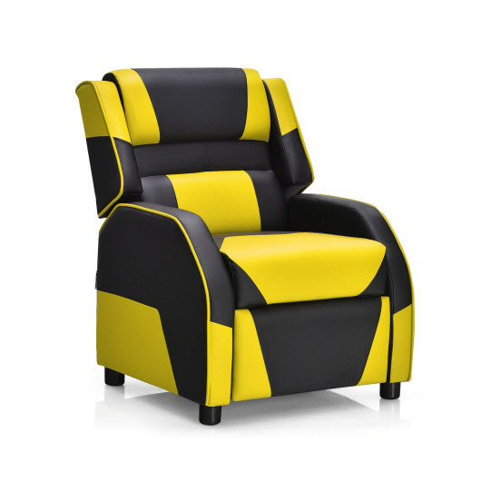 Kids Youth PU Leather Gaming Sofa Recliner with Headrest and Footrest-Yellow