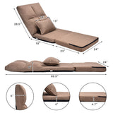 Fold Down Flip Convertible Sleeper Couch with Pillow-Brown