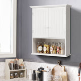 2-Door Wall Mount Bathroom Storage Cabinet with Open Shelf-White