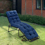 Outdoor Lounge Chaise Cushion with String Ties for Garden Poolside-Navy