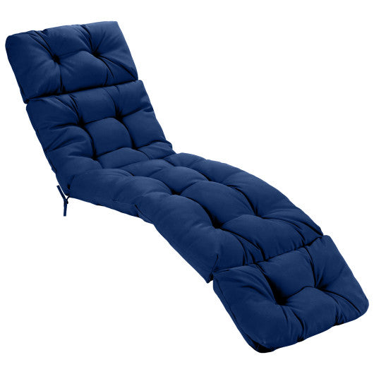 Outdoor Lounge Chaise Cushion with String Ties for Garden Poolside-Navy