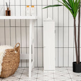 Free Standing Toilet Paper Holder with 4 Shelves and Top Slot for Bathroom-White