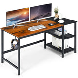 59 Inch Home Office Computer Desk with Removable Storage Shelves-Rustic Brown