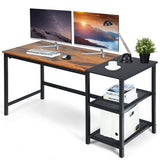 59 Inch Home Office Computer Desk with Removable Storage Shelves-Rustic Brown