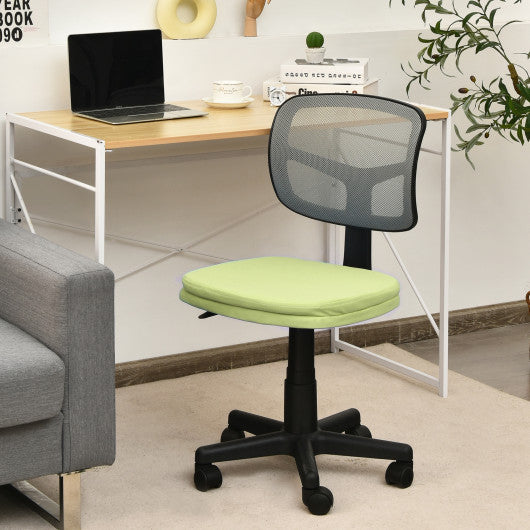 Armless Computer Chair with Height Adjustment and Breathable Mesh for Home Office-Green