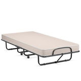 Rollaway Guest Bed with Sturdy Steel Frame and Memory Foam Mattress Made in Italy-Beige