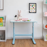 32 x 24 Inches Height Adjustable Desk with Hand Crank Adjusting for Kids-Blue