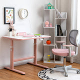 32 x 24 Inches Height Adjustable Desk with Hand Crank Adjusting for Kids-Pink
