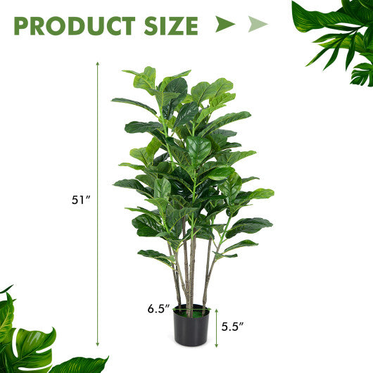 51 Inch 2-Pack Artificial Fiddle Leaf Fig Tree for Indoor and Outdoor