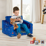 2-in-1 Convertible Kids Sofa with Velvet Fabric-Blue