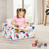 2-in-1 Convertible Kids Sofa with Velvet Fabric-White