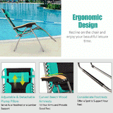 Oversize Folding Adjustable Padded Zero Gravity Lounge Chair-Turquoise