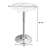 360° Swivel Cocktail Pub Table with Sliver Leg and Base-White