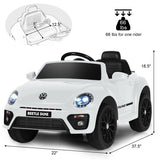 Volkswagen Beetle Kids Electric Ride On Car with Remote Control-White