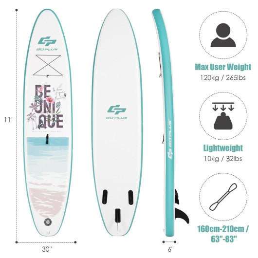 10.5 ft Inflatable Stand Up Paddle Board Surfboard with Aluminum Paddle Pump-11 ft