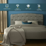 Faux Linen Headboard with Adjustable Heights-Light Gray