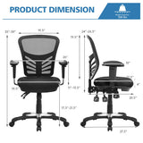 Ergonomic Mesh Office Chair with Adjustable Back Height and Armrests-Black
