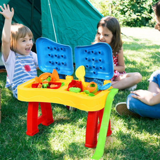 2-in-1 Kids Sand and Water Table Activity Play Table with Accessories