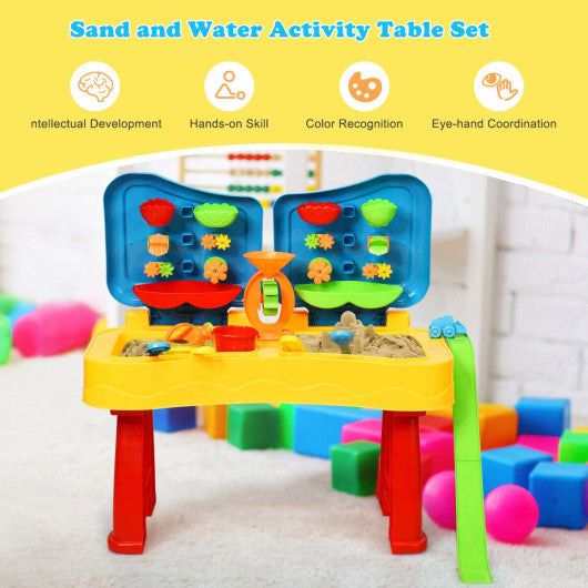 2-in-1 Kids Sand and Water Table Activity Play Table with Accessories