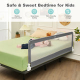 71 Inch Extra Long Swing Down Bed Guardrail with Safety Straps-Gray