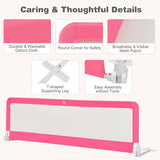 71 Inch Extra Long Swing Down Bed Guardrail with Safety Straps-Pink