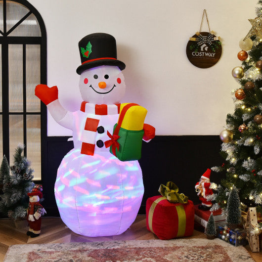 5 Feet Tall Snowman Inflatable Blow up Inflatable with Built-in Colorful LED Lights