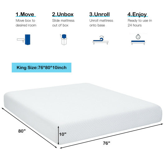 10 Inch Air Foam Pressure Relief Bed Mattress with Jacquard Soft Cover-King Size