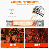 1500W Indoorand Outdoor Electric Heater with 2 Power Settings -Silver