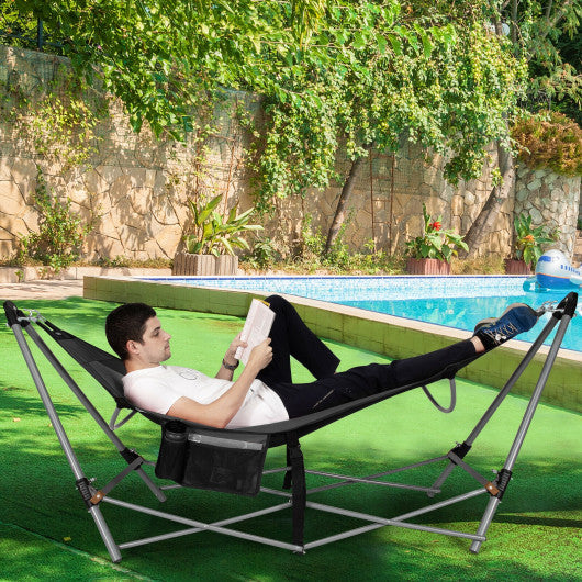 Portable Folding Hammock with Hammock Stand-Gray