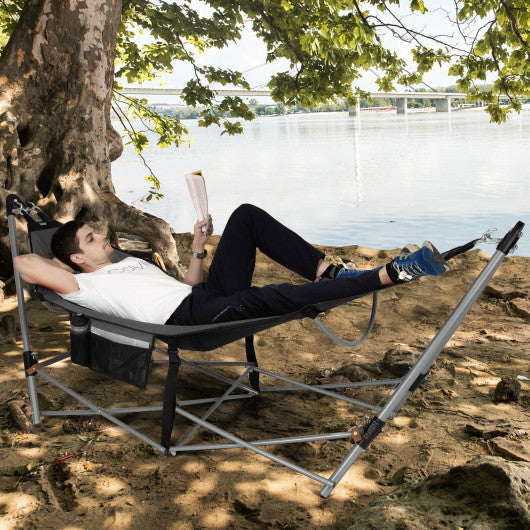 Portable Folding Hammock with Hammock Stand-Gray