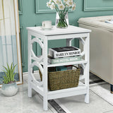 2 Pieces 3-tier Nightstand Sofa Side End Accent Table Storage Display Shelf-White