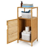 Bamboo Bathroom Storage Floor Cabinet with Door and Shelf Corner Cabinet