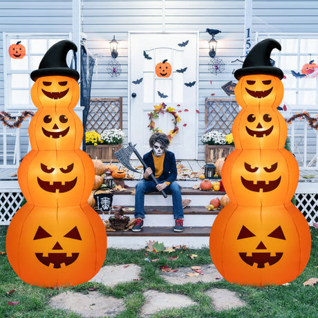 8 Feet Inflatable Halloween Pumpkins Stack with Built-in LED Lights