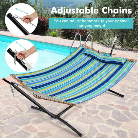 Patio Hammock Foldable Portable Swing Chair Bed with Detachable Pillow