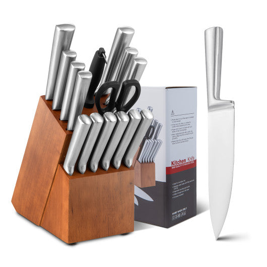 16-Piece Stainless Steel Kitchen Knife Set with Sharpener