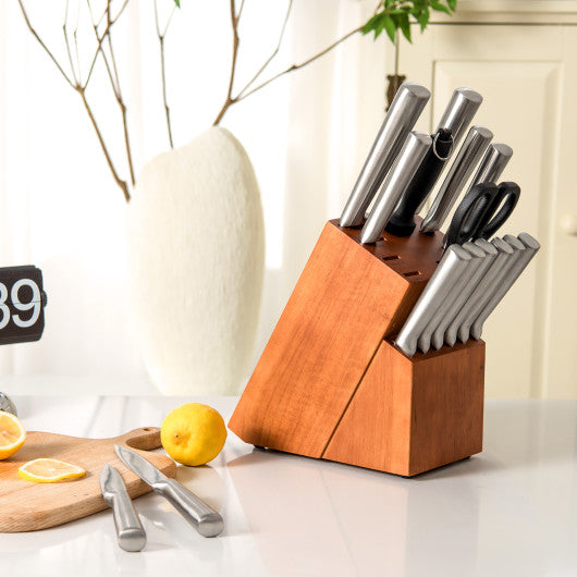 16-Piece Stainless Steel Kitchen Knife Set with Sharpener