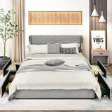 Bed Frame Mattress Foundation with 4 Storage Drawers