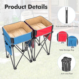 2 Pieces Folding Camping Tables with Large Capacity Storage Sink for Picnic
